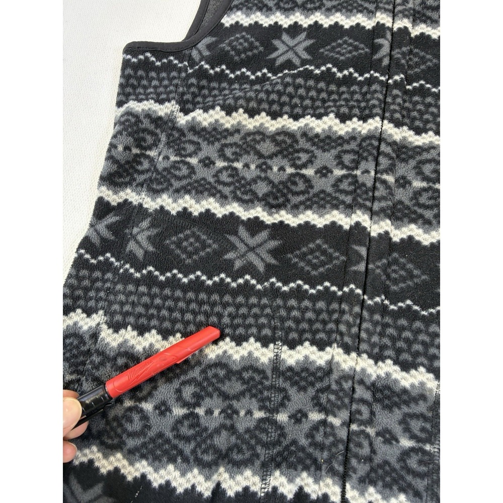 BRITISH KHAKI Women's Fleece Vest Medium Grey Black Fair Isle Nordic Full Zip - Picture 7 of 11